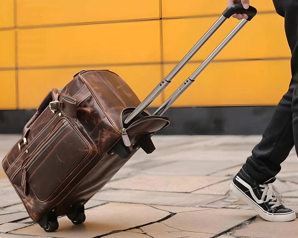 vintage leather carry on